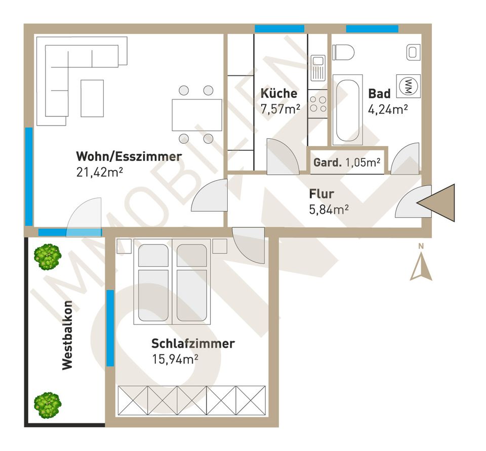 TOP Renditemöglichkeit! - Sonnige 2-Zimmerwohnung mit Westbalkon und Weitblick in Regensburg
