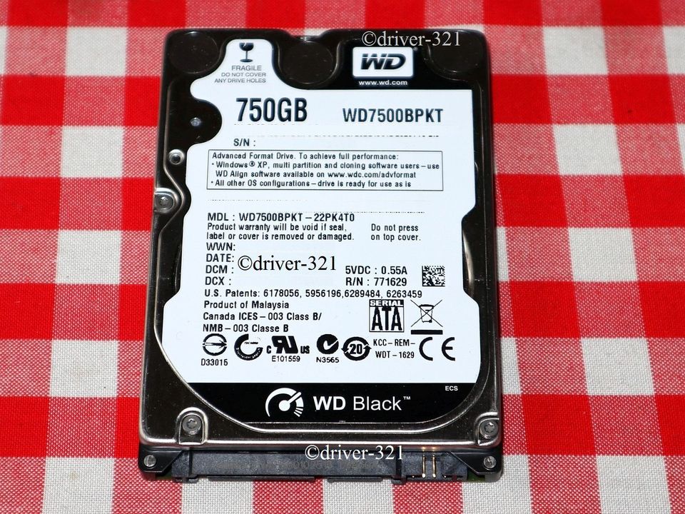 Western Digital Black 7200, HDD 2.5" Festplatte 750GB, WD7500BPKT in Bad Salzungen