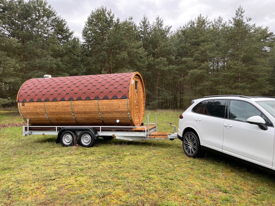 Mobile Fasssauna Anhänger Sauna Berlin Brandenburg MIETEN Kaufen in Kleinmachnow