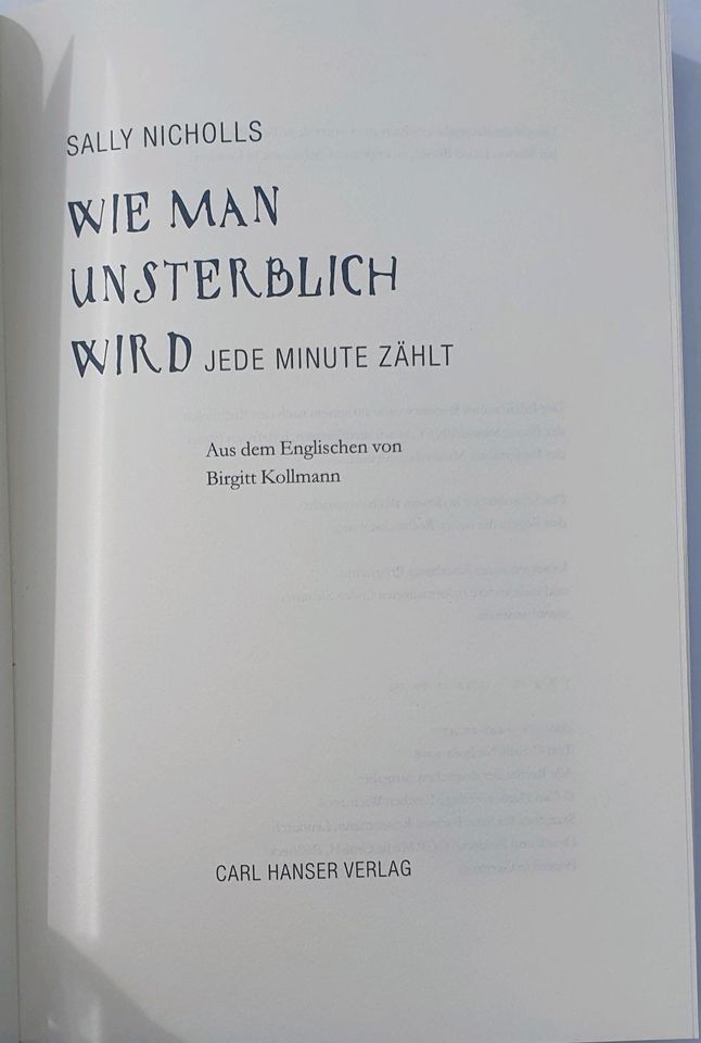 Sally Nicholls Wie man unsterblich wird, Roman, Buch in Pöttmes