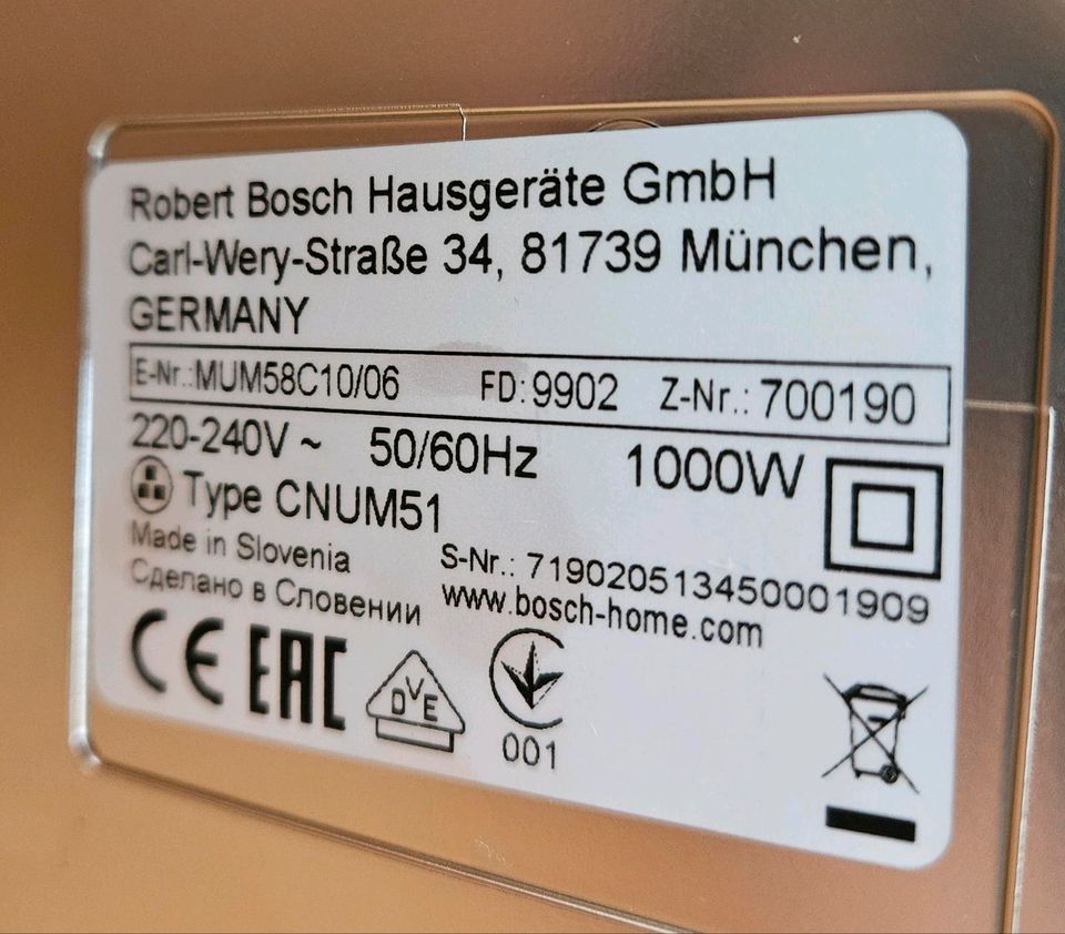 Bosch Küchenmaschine MUM58C10 in Neumarkt i.d.OPf.
