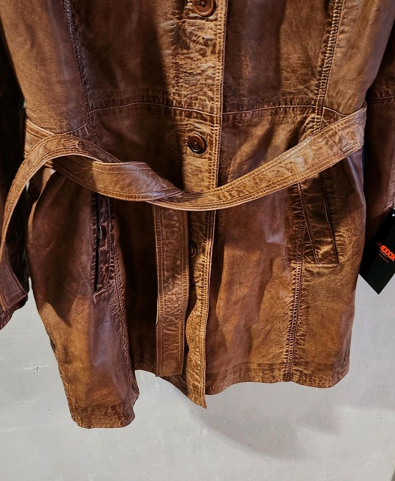 MADDOX - Damen Trenchcoat Ledermantel Mantel Lammnappa cognac/ m' in Hamburg