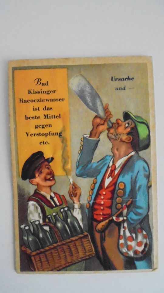 Postkarte Bad Kissingen Rakoczy Racoczie Wasser Mann auf Toilette in Leonberg