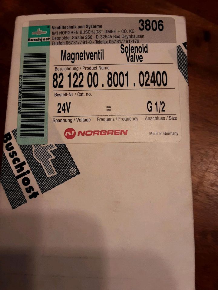 Buschjost Norgren Magnetventil  8212200.8001 - 24 V in Ravensburg