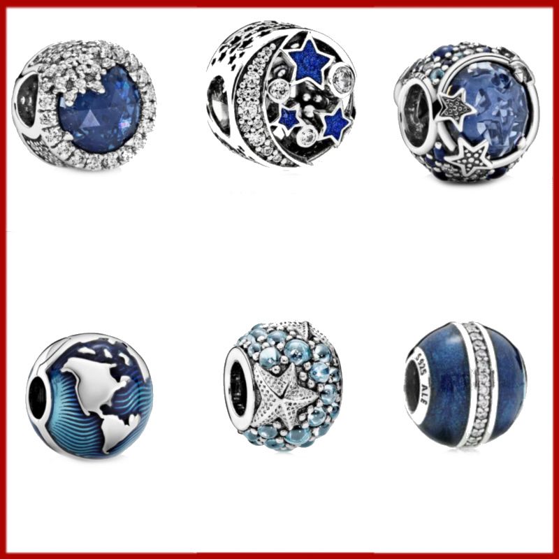 Pandora blaue Charms/Anhänger, Welt, Mond, Sterne, Globus, Clip in Aschersleben