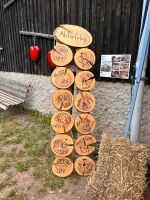 Holzaufsteller aus Baumscheiben Ablaufplan Hochzeit rustikal Sachsen - Flöha  Vorschau