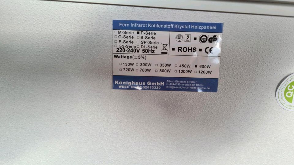 Infrarot Wandpaneel Könighaus 600 Watt in Siegen