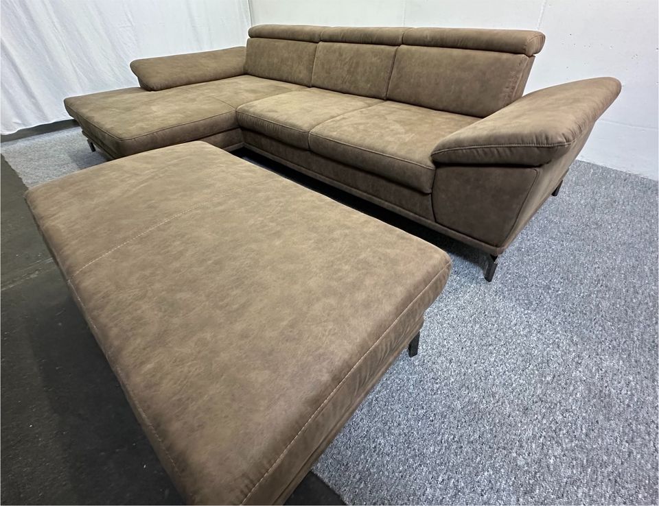 NEU! Ecksofa + Hocker Scorpio Nougat ! Vintage Sitztiefenverstel in Löhne