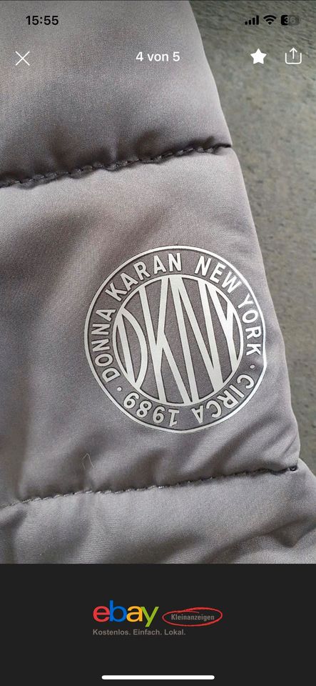 DKNY Stepmantel grau assymmetrischer Reissverschluss, Kragen in Grafenau