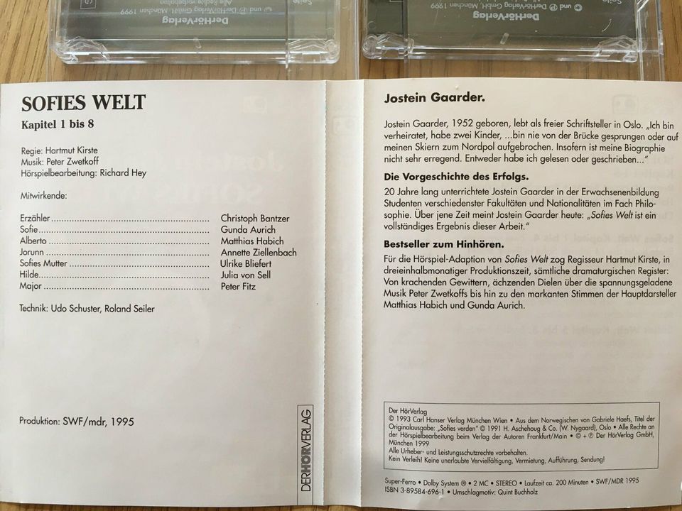 Hörbuch MC Jostein Gaarder Sophies Welt Philosophie Kinder Audio in Großhansdorf