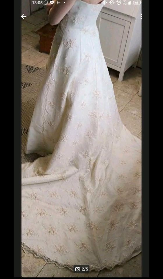 Brautkleid Hochzeit Ball ivory Gr. 40 Spitze Schleppe neuwertig in Stralsund