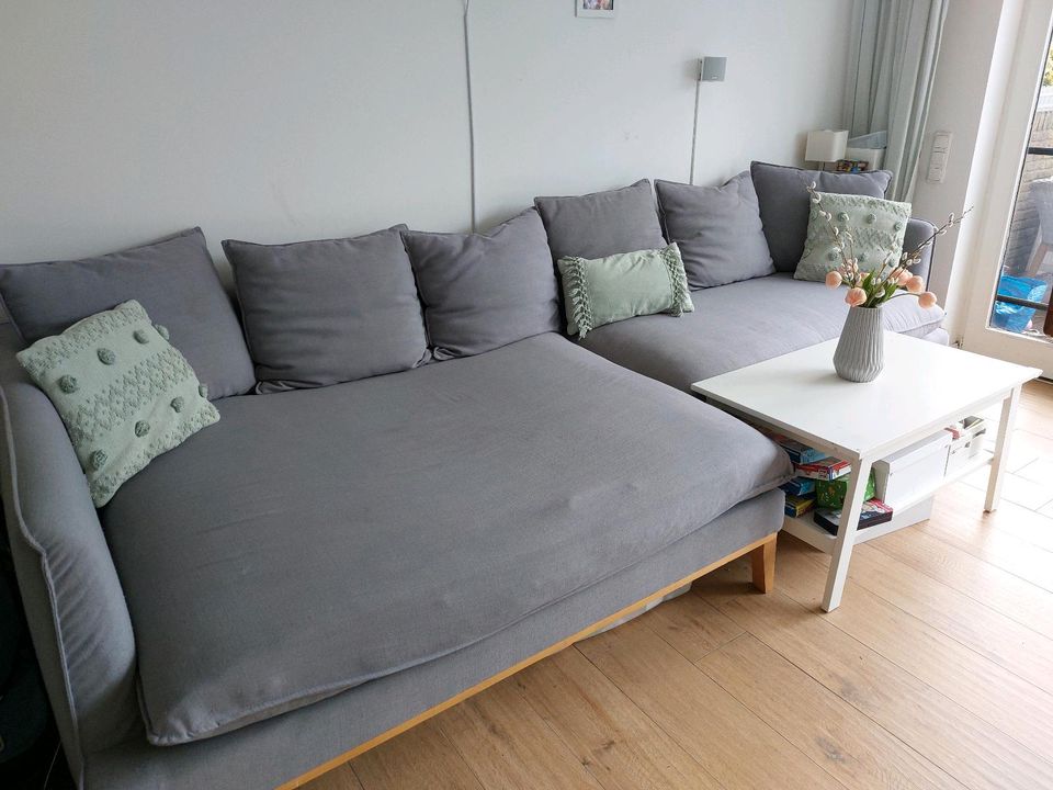 Couch Sofa Ecksofa groß grau Skandinavisch Skandi XXL Holzfüße in Norderstedt