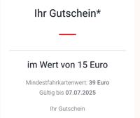 Deutsche Bahn Code ecoupon 15€ Gutschein DB 39€ MBW Rabatt zug 7 Nordrhein-Westfalen - Netphen Vorschau