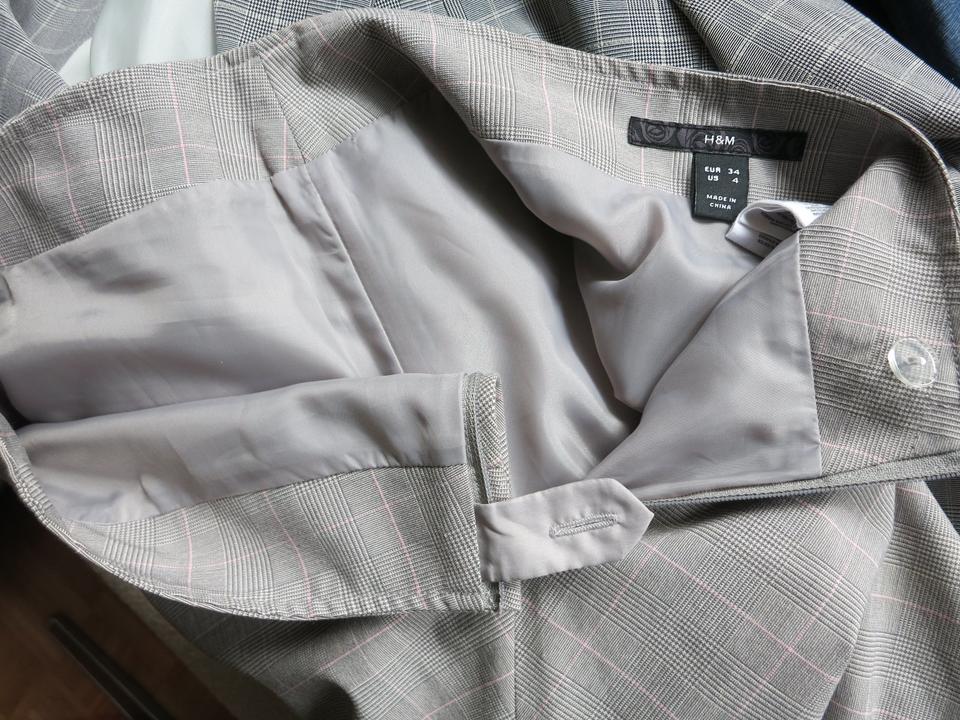 Rock kariert beige rosa mit Spitze knielang Gr. 34 von H&M in Roxel