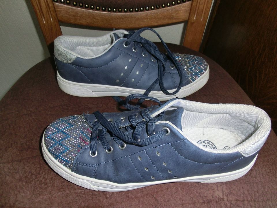 Sneaker Mädchen blau/ Gr. 38/ Schnürschuh/ Halbschuh/Glitzer in Duisburg