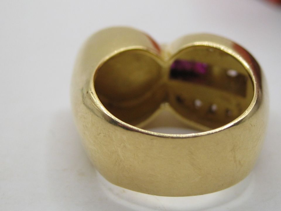 Unikat Design Ring 18 Kt 750 Gold Brillant Diamanten Rubine 1940 in Zeltingen-Rachtig