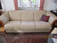Hochwertiges 3-Sitzer Sofa ECHTLEDER beige Gestell Kirsche Rheinland-Pfalz - Bechtheim Rheinhessen Vorschau