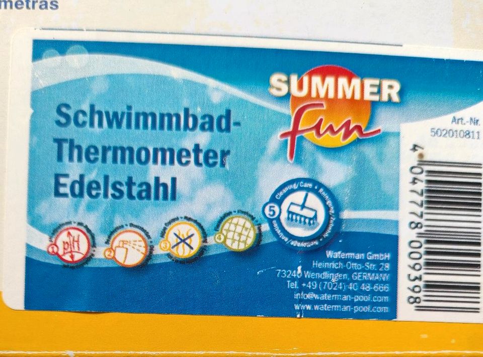 Schwimmbad (Pool-) - Thermometer Edelstahl in Lunzenau