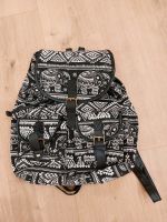 Rucksack Tasche schwarz weiß Elefanten Stoff mit Lederriemen Bayern - Weismain Vorschau