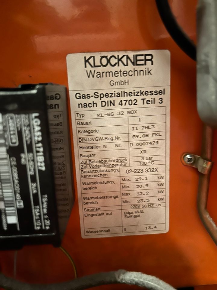 Klöckner Gas Spezialheizkessel KL-6S32NOX LOGON WKB digital in Monheim am Rhein