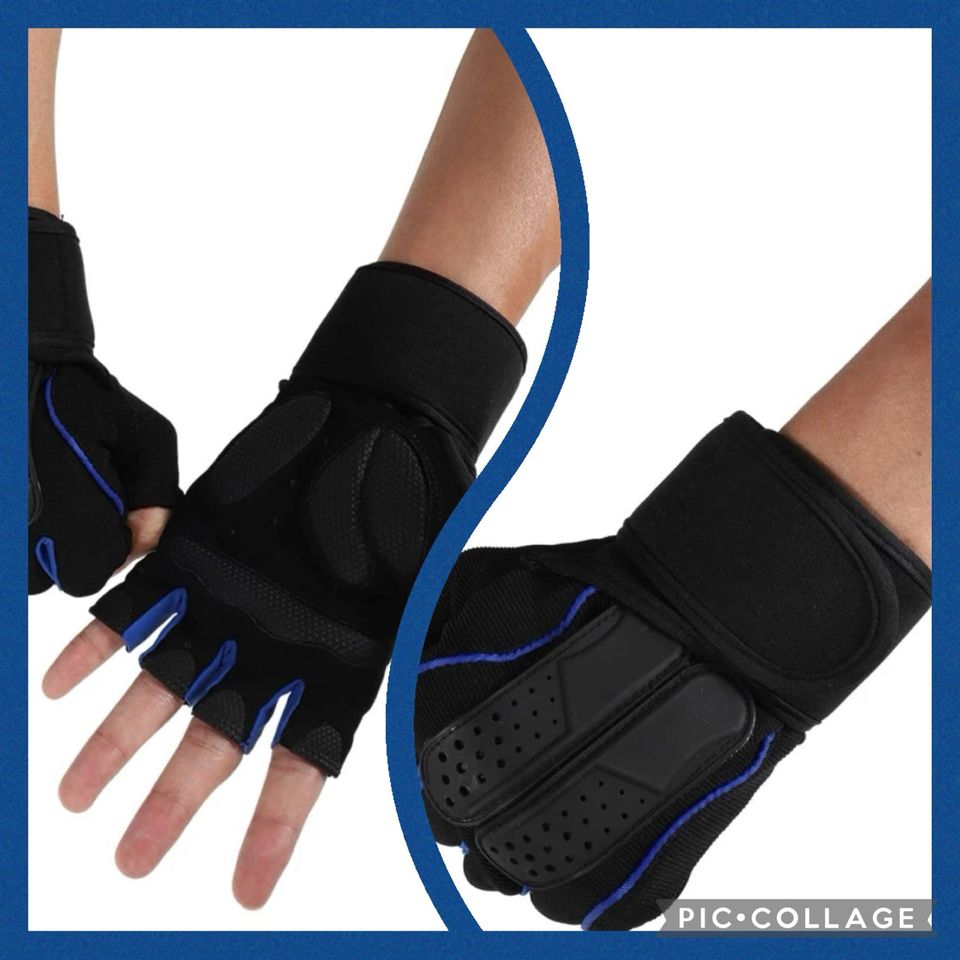 Fitness Handschuhe blau schwarz Größe M Gewichtheben Radfahren in Wunstorf