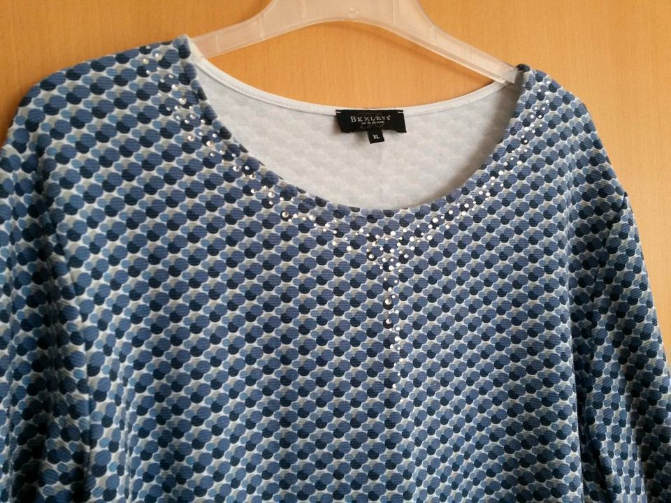 Shirt Pullover 3/4 Arm Bexleys XL blau gemuster in Mantel