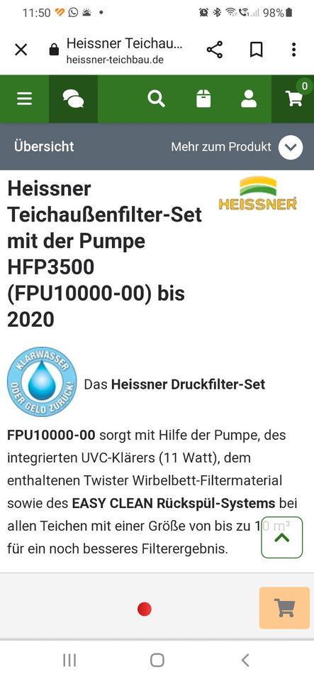 Heissner Profi Fischteichfilter-Anlage Neupreis: 299,- € in Stuttgart