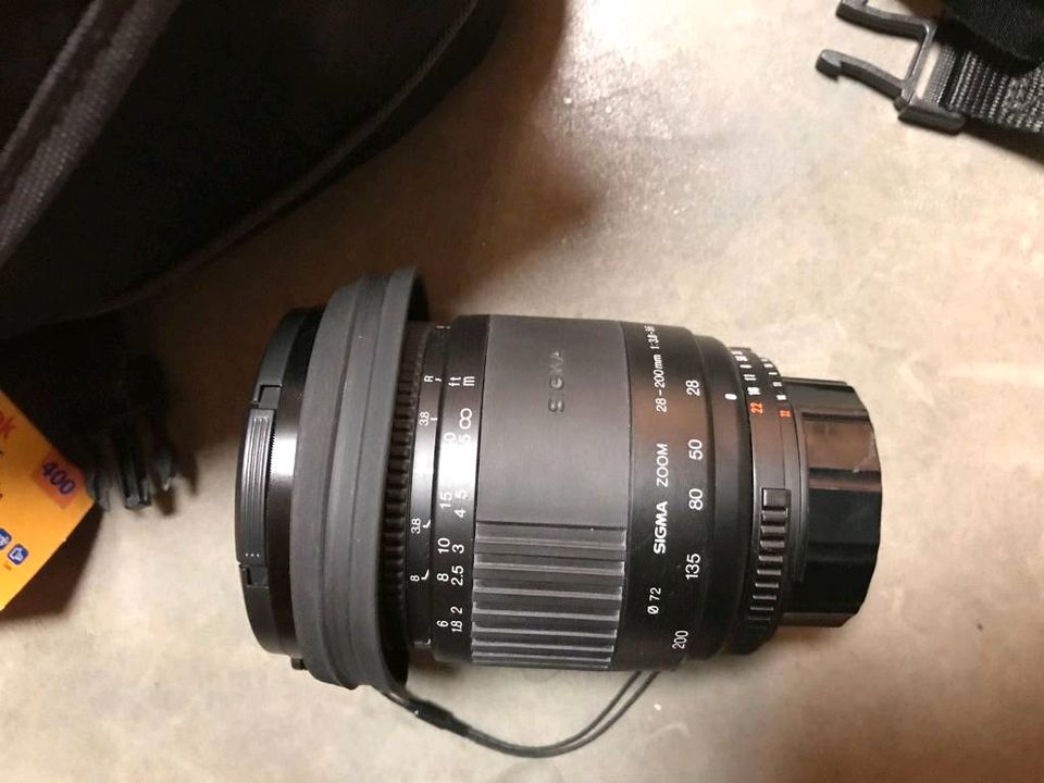 Nikon F70 Metz Mecablitz Sigma groß. Set SLR Spiegelreflex Kamera in Rauenberg