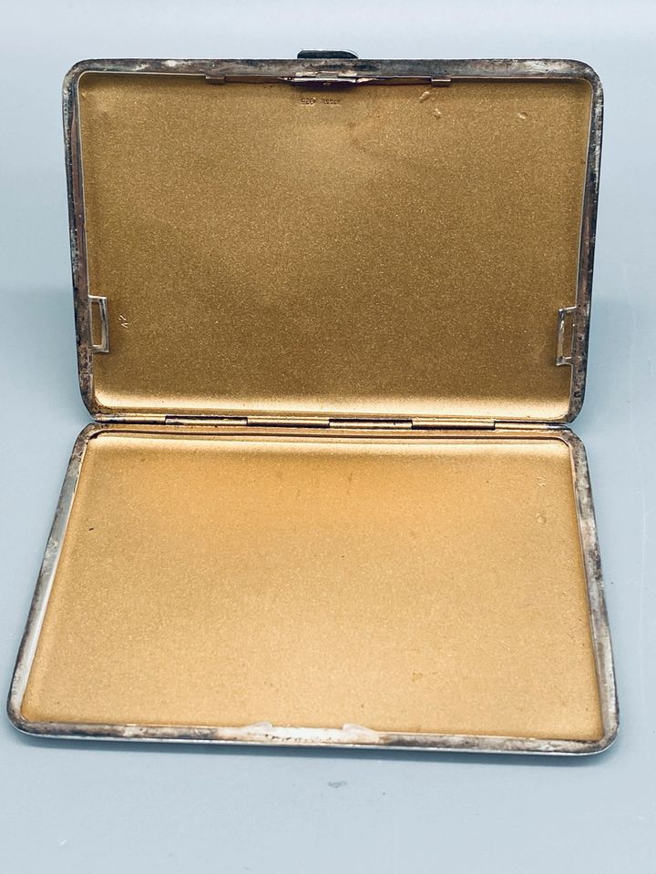 ZIGARETTENETUI 925er SILBER MASSIV GROSS GOLDPLATTIERT 1940er in Berlin