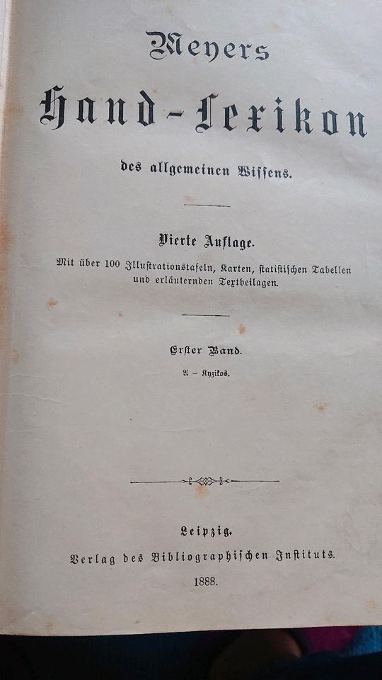 Meyers Hand - Lexikon 1888 erster Band von 1888 in Schopfheim