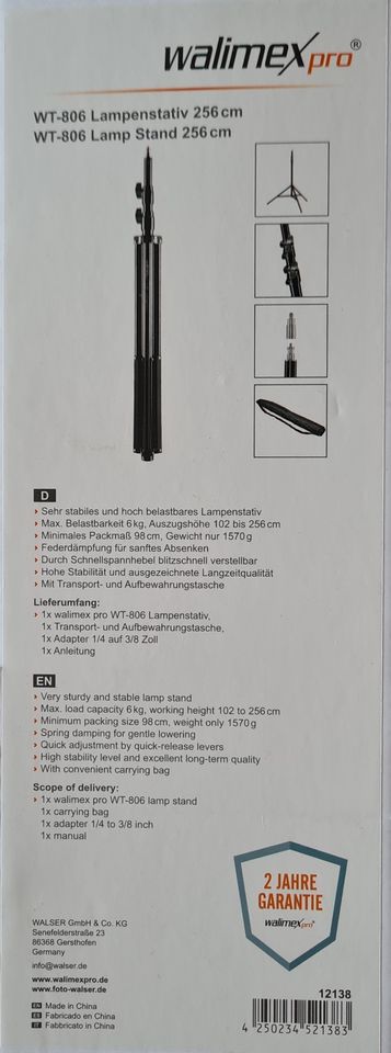 Walimex Pro WT-806 Galgenstativ in Weissach im Tal