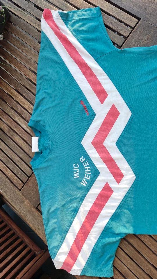 Adidas T-Shirt Blau Rot Weiß L Retro 80s Vintage Sportverein in Roßdorf