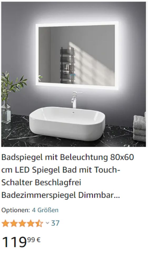 NEU Bad Spiegel Beleuchtung 80x60 cm LED Bad Touch Anti Beschlag in Essen