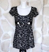 Schwarz-weiß-silber langes gemustertes Shirt | Melrose | XS Nordrhein-Westfalen - Hiddenhausen Vorschau