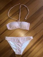 Bikini Primark Bandeau weiß rotbraun gestreift Bayern - Utting Vorschau