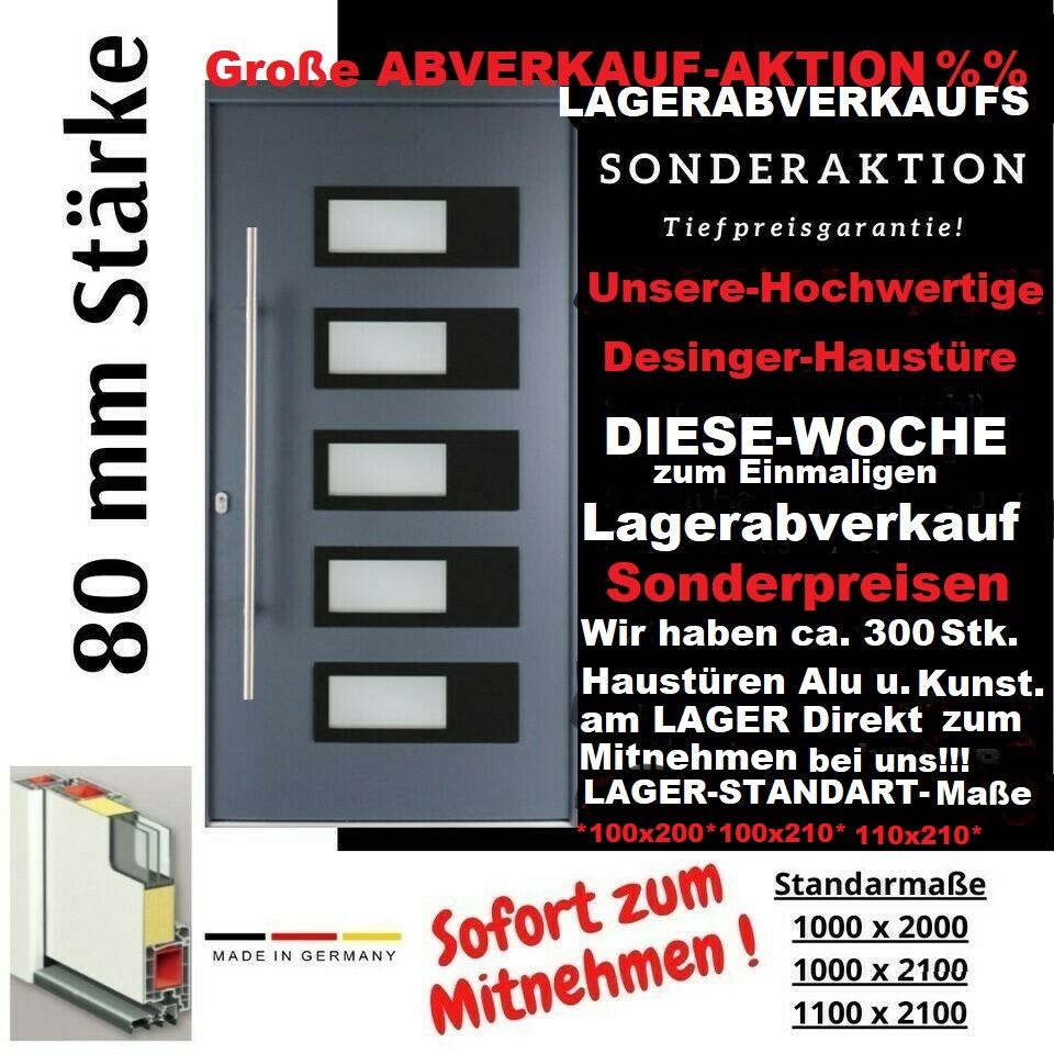 HAUSTÜREN=ALU-SCHÜCO-REYNERS=Verschiedene Modelle  A6-AKTION=DIENSTAG.14.MAI=HAUSTÜR-AKTION-SCHÜCO--LAGER-SONDERABVERKAUF=HAUSTÜREN-ALU-1 A Qualität mit Garantie sofort Verfügbar=Versch.>HET ab 749.- in Obersulm