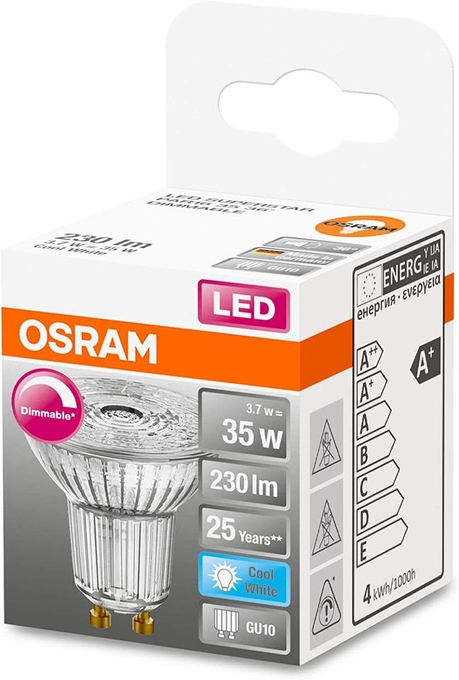 OSRAM LED GU10 dimmbar kaltweiß LED Spot Leuchtmittel 36° 10 Stk in Essen