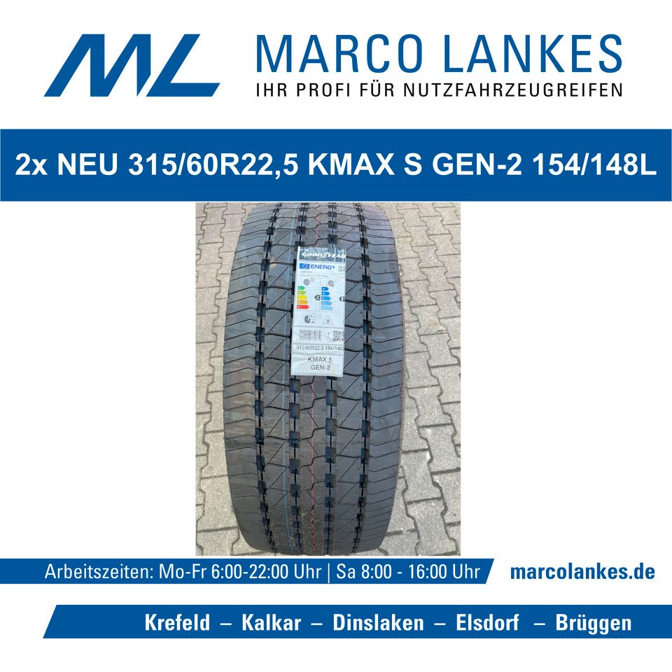 12x NEU 315/60R22,5 Goodyear KMAX S GEN-2 154/148 L in Krefeld