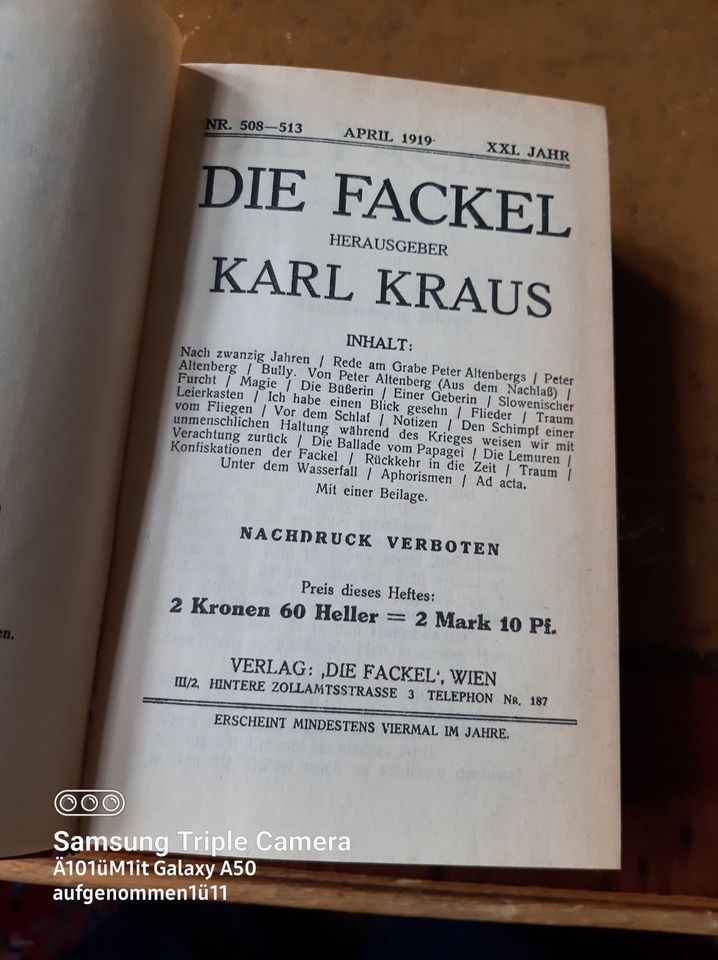 Karl Kraus (Herausgeber), Die Fackel12 Bände Komplett in Hamburg