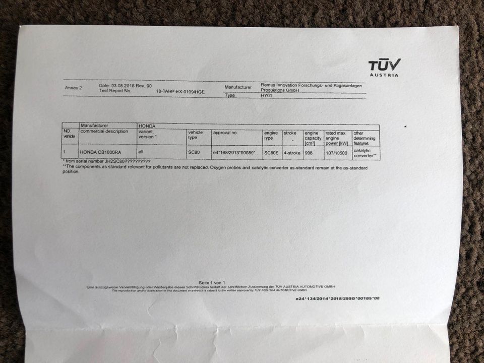 Remus Hypercone Auspuff Dämpfer Honda CB1000R 2018-2020 SC80 in Bad Bentheim