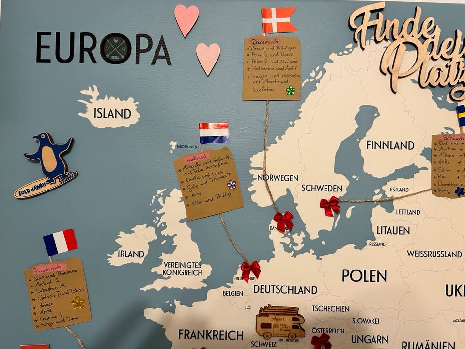 Sitzplan 90x60 cm Hochzeit Länderkarte Thema Reise Europa in Bad Iburg