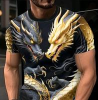 Kurzärmeliges Herren-T-Shirt mit digitalem 3D-Drachendruck Neu Bayern - Kötz Vorschau