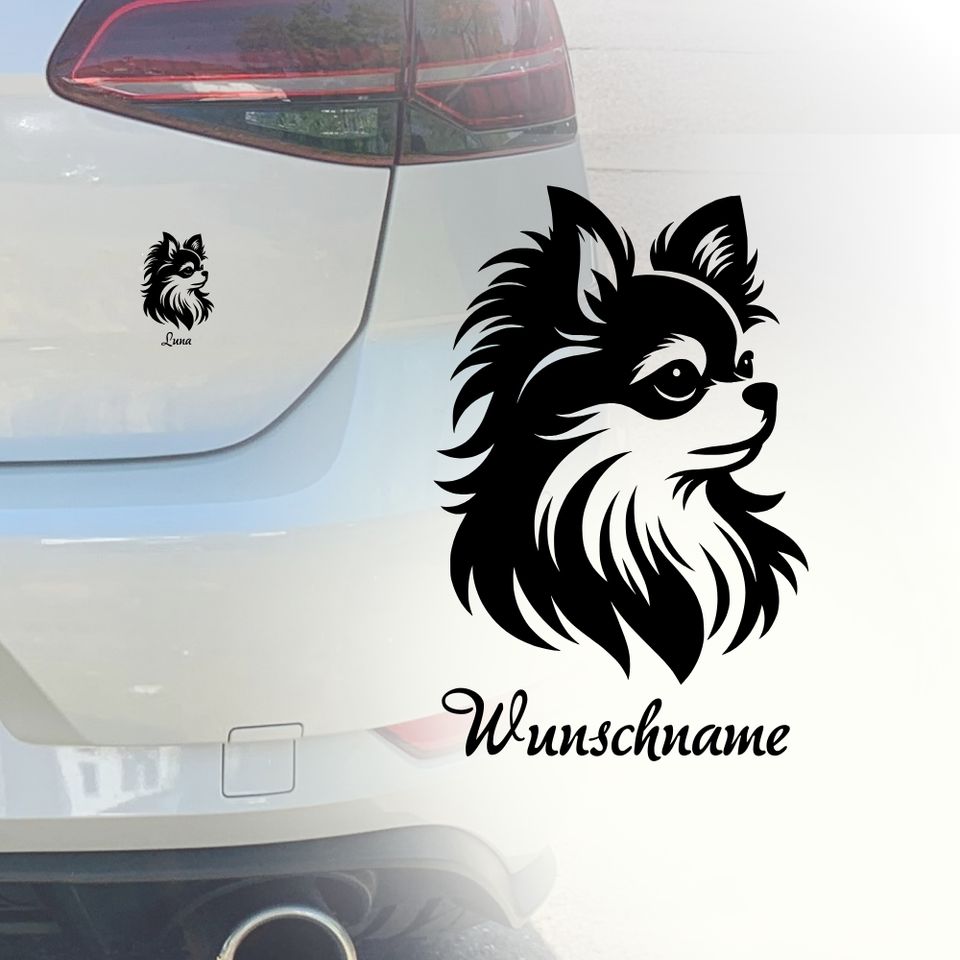 Auto Aufkleber, Chihuahua, Personalisiert Wunschname