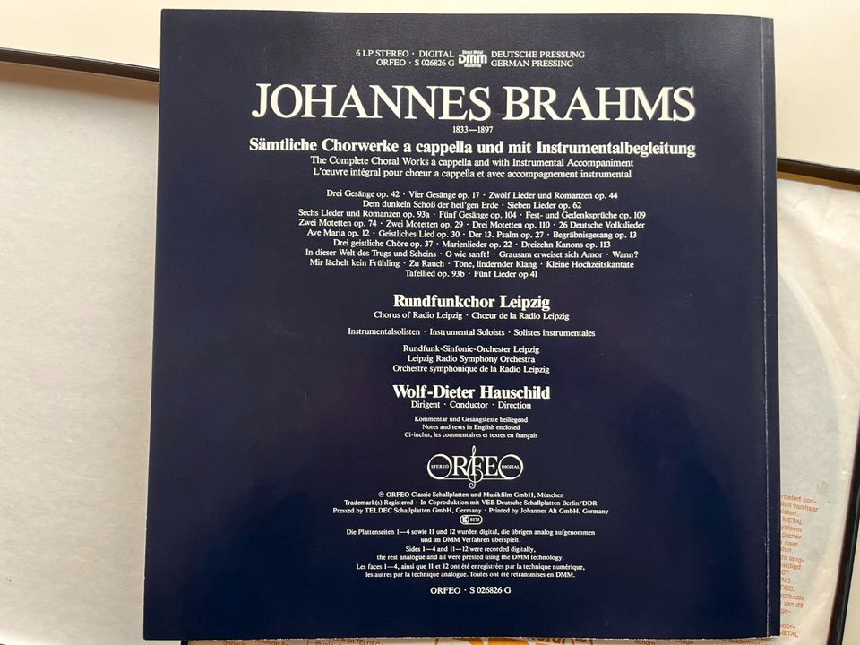 LP Brahms - Sämtliche Chorwerke, Leipziger Rundfunkchor, Wolf-Die in Dortmund