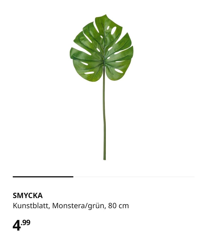 Künstliches Blatt Monstera Kunstpflanze in Niedernhausen