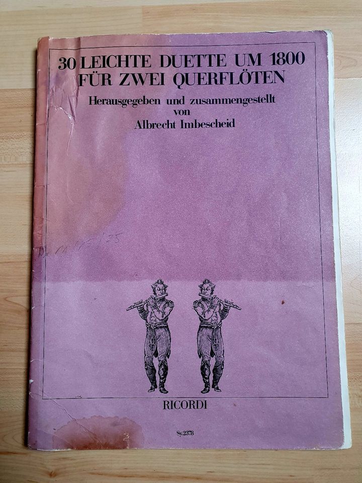 30 Leichte Duette um 1800 für zwei Querflöten herausgegeben in Dießen