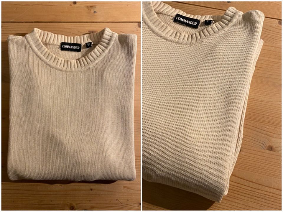 Commander Strickpullover, Rundhalsausschnitt, creme/beige, Gr. 52 in Heidelberg