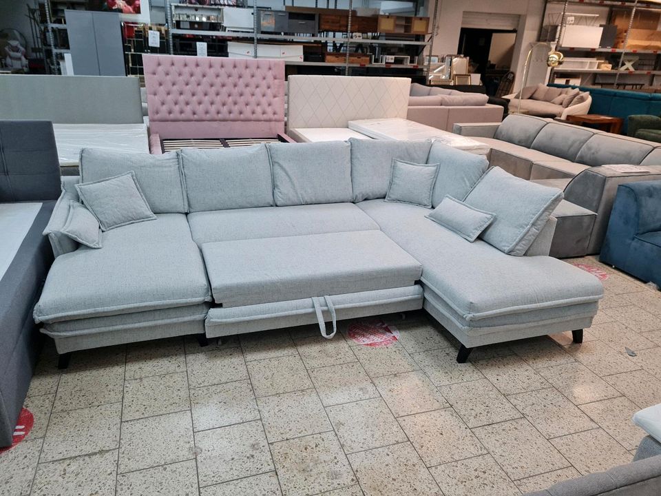 Sofa Couch Wohnlandschaft Schlafsofa Bettkasten Möbel UVP 1751€ in Herbstein