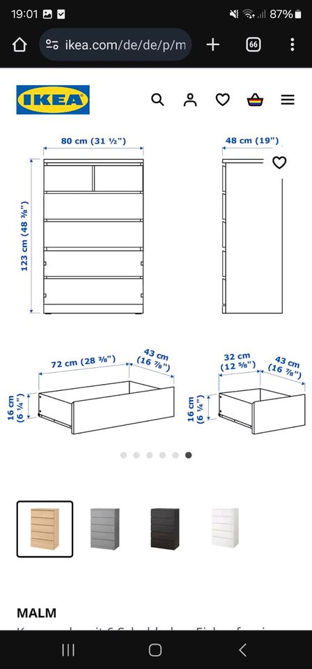 Ikea Malm 6 Schubladen Birke in Bruchsal
