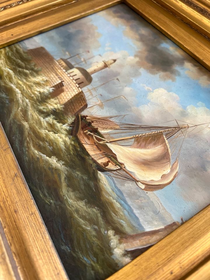 Gemälde hohe See Wellen Öl Leinwand in Gilten
